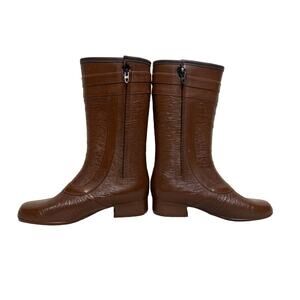 Vintage 60s Size 6 Mod Heeled Rain Boots Fleece Lined Made In USA Mid Calf